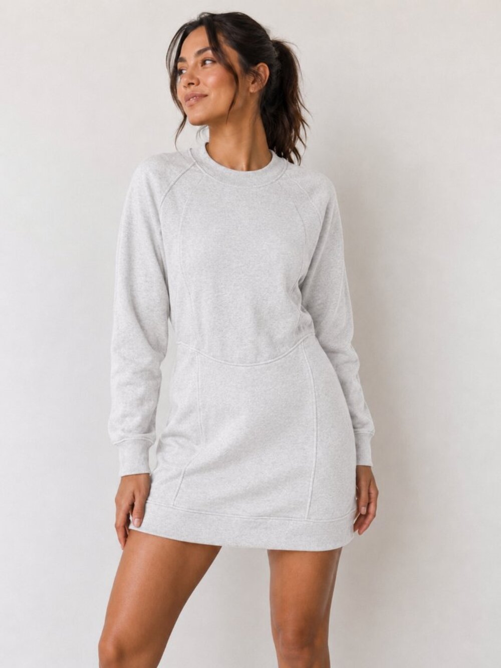 Lululemon Scuba Long Sleeve Dress Heathered Core Ultra Light Grey Size 6
